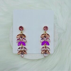 Pink Rhinestone Drop Earrings